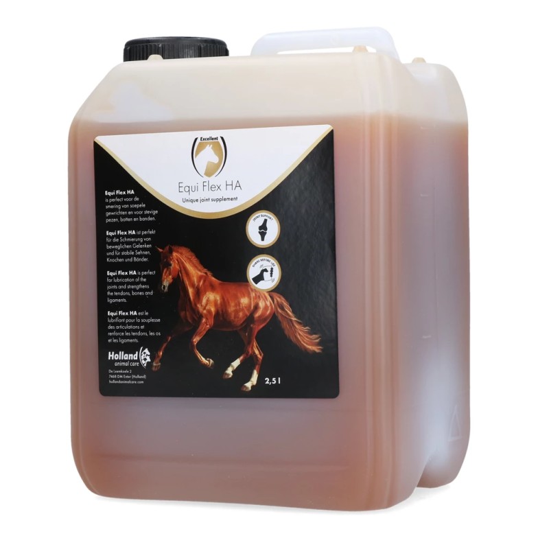 Excellent Equi Flex HA 2,5 l Ondersteund de smering van soepele gewrichten en voor stevige pezen, botten en banden