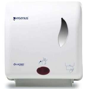 Hygenius no touch elektronische dispenser voor witte handdoekrolunit